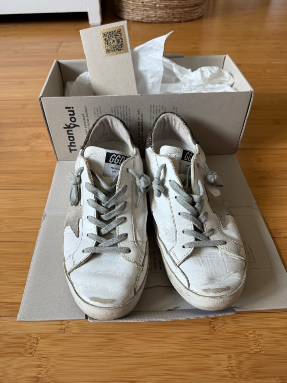 Golden Goose Superstar Sneakers White Suede Star Glitter Heel Size 39 - Picture 2 of 5